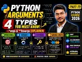 Types of Arguments in Python Positional Default Keyword Variable Length Part-79