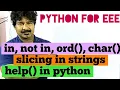 python for eee in not in ord chr slicing help python by seenu sir