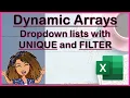 Advanced drop down lists with dynamic array formulas UNIQUE FILTER Excel 365 beginners tutorial