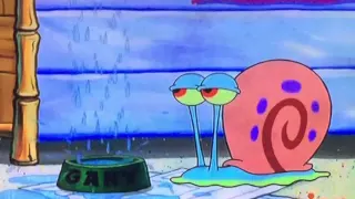 SpongeBob crying into Gary s water bowl