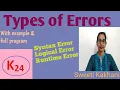 Types of error Syntax logical and Runtime error