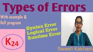 Types of error Syntax logical and Runtime error