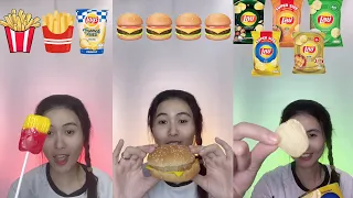 รวมคลิปกินตามอิโมจิ เฟรนฟราย กัมมี่ฮาโลวีน ไข่ ช็อกโกแลต เบอร์เกอร์ ขนมเลย์