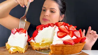 STRAWBERRY CREAM PIE | MUKBANG | ASMR | EATING SOUNDS