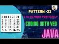 Pattern Program - 1 to 25 print number vertically in pattern number pattern program