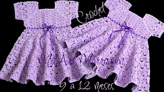 Vestido para niña de 6 a 9 meses con manga Crochet 1