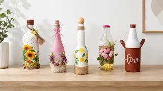 Convertí BOTELLAS DE VIDRIO EN BONITOS ADORNOS para toda la casa 😍 Ya no botes tus botellas! #dicas