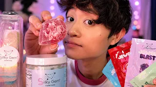 ASMR Crystal Candy Mukbang 💎 Silky Gem Candy Eating Sounds (No Talking)