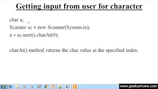 223 Getting input from user in char Java Programming Hindi