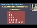 4 Number patterns in java - Program to print number pattern with for loop