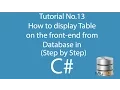 C Tutorial 13 Show Table on front end from Database Each Step Explained