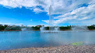 Walking by the Lake and Fountain
