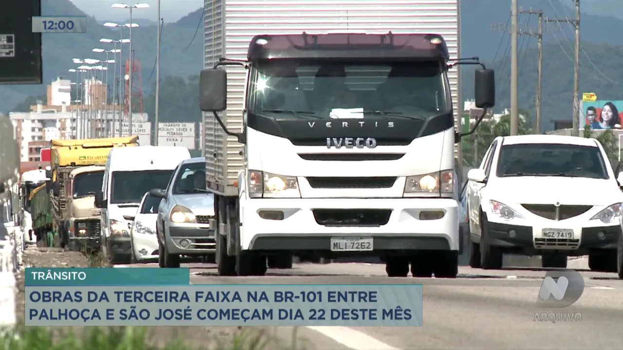 Obras da terceira faixa na BR-101 entre Palhoça e São José começam dia 22 de fevereiro