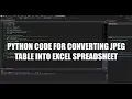 Python Code for converting JPEG table into excel spreadsheet