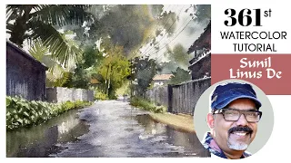 painting a rainy day landscape watercolor tutorial 361 sunil linus de