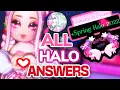 2022 SPRING HALO ANSWERS ALL 16 Halo Story Fountain Answers To Win Royale High SPRING HALO