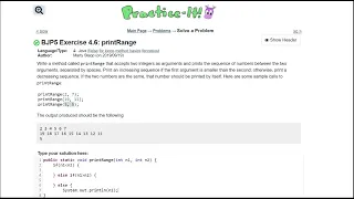 Java Practice It 4 6 printRange if else else if statements int return method for loops