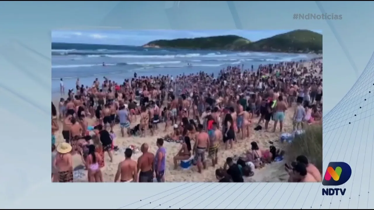 Covid-19: Santa Catarina tem praias lotadas no feriado