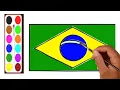 How to Draw Brazil Flag with colors