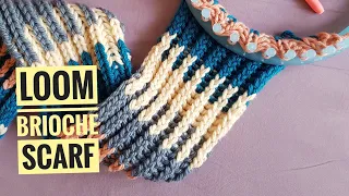How to Loom Knit a Brioche Stitch Infinity Scarf DIY tutorial
