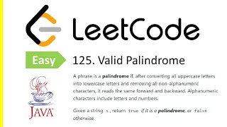 LeetCode Problem 125 Valid Palindrome Java Solution