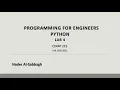COMP215 Programming for Engineers Lab 4 Python