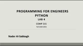 COMP215 Programming for Engineers Lab 4 Python