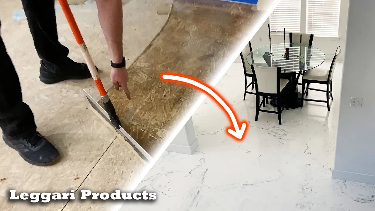 You Would Never Guess It's Over Wood Subfloor | DIY Faux White Marble Luxury Floor Using Epoxy Resin