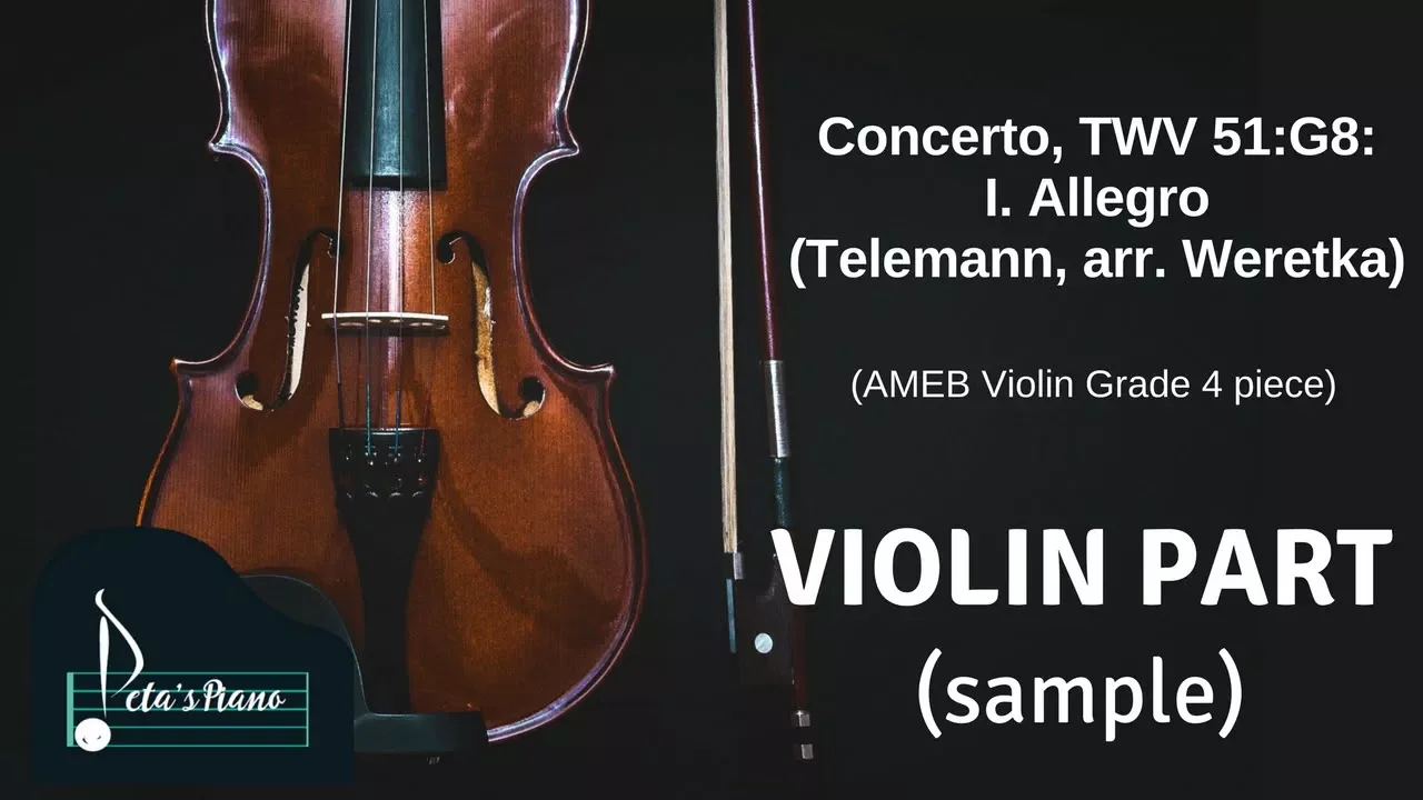 Concerto, TWV 51:G8: I. Allegro (Telemann, arr. Weretka) - Violin Part (sample)