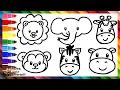 Drawing and Coloring Cute Wild Animals Drawings For Kids