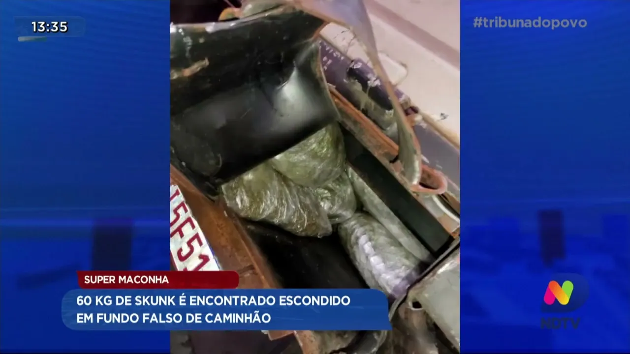 Super maconha: 60 kg de Skunk é encontrado escondido em fundo falso de caminhão