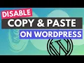 Disable Right Click Wordpress Tutorial - How to Disable Copy Paste in Wordpress