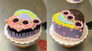 como decorar tortas en forma de corazon con con ganache de chocolate y girasoles