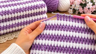 Beautiful Crochet Stitch Pattern 💜🤍 #crochet #crocheting #crochetpattern #handmadewithlove