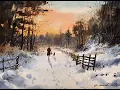 Lagu How to paint a snowy forest path at sunset - Watercolor