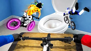 We Biked Down a GIANT Toilet in Descenders