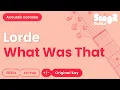 Download Lagu Lorde - What Was That (Acoustic Karaoke)