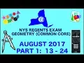 NYS Geometry Common Core August 2017 Regents Exam Part 1 s 13-24 ANSWERS