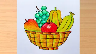 fruits basket drawing how to draw fruits basket step by step fruits basket drawing for beginners