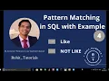 Pattern Matching in SQL with Example Pattern Matching Live Demo Like Operator Wildcard Character