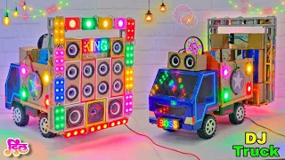 Mini DJ Truck Durga Navratri Cardboard DJ Setup| Big DJ Loading Ganesh Puja DJ Light Gadi wala DJ
