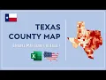 Texas County Map in Excel - Counties List and Population Map