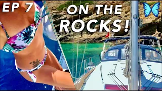 WE NEARLY HIT ROCKS! Stern-To Sailing Drama On Ios Island, Greece.