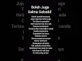lirik lagu Boleh Juga Salma Salsabil #liriklagu #bolehjuga #fypシ
