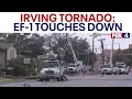 Irving tornado EF-1 twister heavily damages apartments businesses neighborhood evacuated