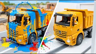 Satisfying Miniature Stop Motion Paint Spill & Car Wash for Toy Trucks