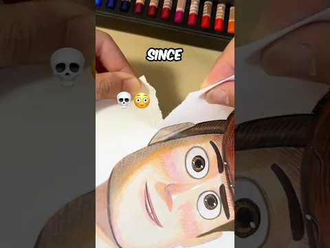 LIKE OR ELSE??? DESTROYING MY DRAWING OF WOODY😭✨😳 #art #drawing #toystory #woody #shorts