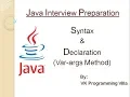 Java Var args Method - Syntax and Declaration Part