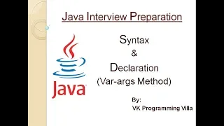 Java Var args Method - Syntax and Declaration Part
