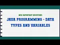 JAVA Programming - Data Types and Variables MCQ Questions